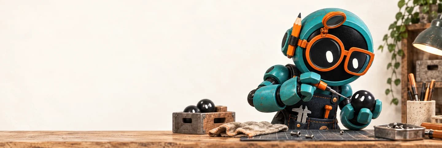 Botski at the workshop bench