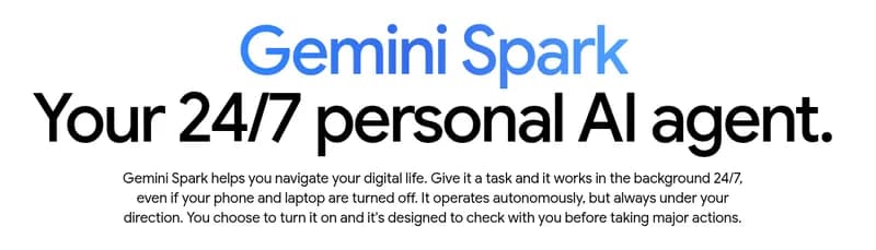 Screenshot of Google’s Gemini Spark product page headline.