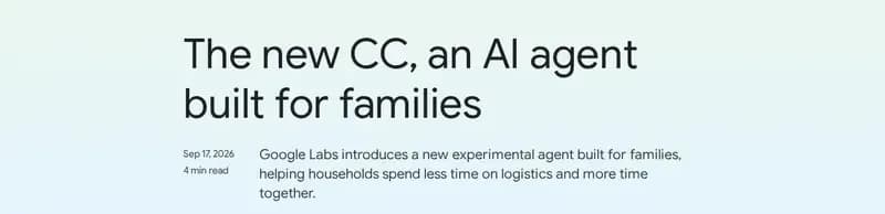 Screenshot of the Google's announcement of CC for families.